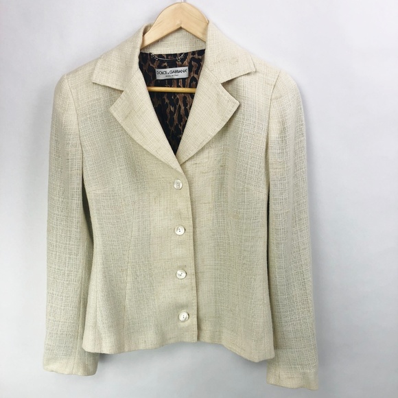 Dolce & Gabbana Tweed Boucle Textured Blazer